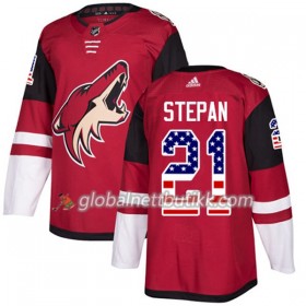 Arizona Coyotes Hockeydrakt Derek Stepan 21 2017-2018 USA Flag Fashion Svart Adidas Authentic - Herre